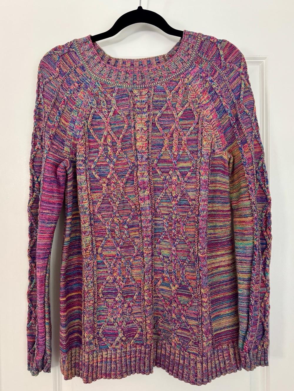 NWOT Gap Maternity Multicolor Rainbow Cotton Cable Knit Pullover Sweater Small